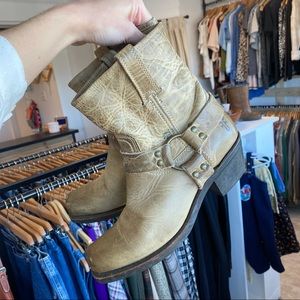 Light coloured Frye ankle boots